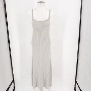 By Together Soft Gray Ribbed Midi Dress